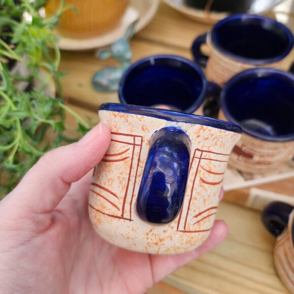 RARE Vintage Handmade black widow spider ceramic espresso mugs, set of 6 - Picture 10 of 13